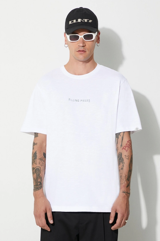 biały Filling Pieces t-shirt bawełniany Carabiner Męski