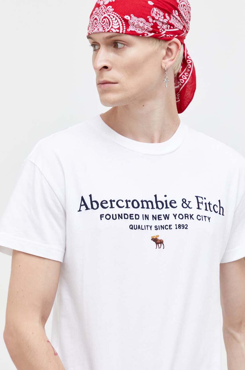 λευκό Βαμβακερό μπλουζάκι Abercrombie & Fitch