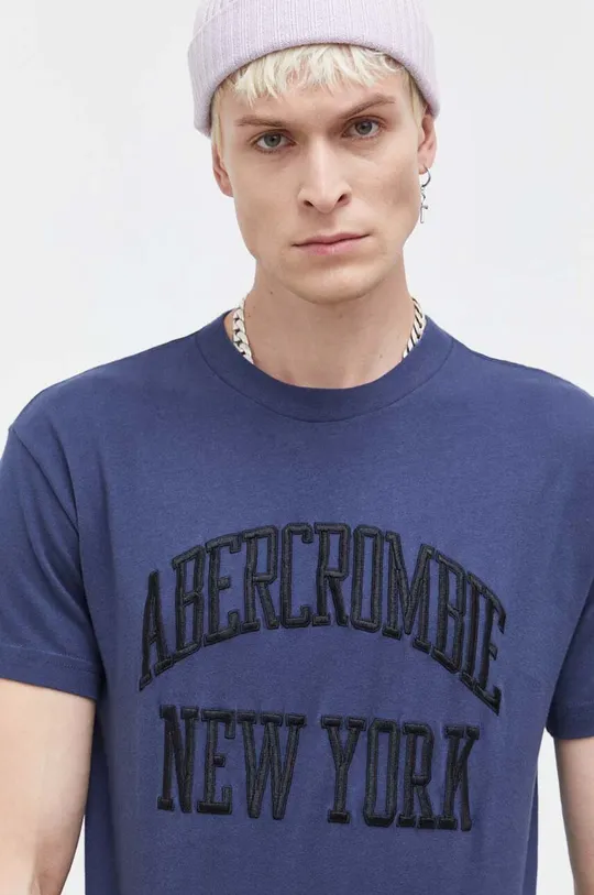 σκούρο μπλε Βαμβακερό μπλουζάκι Abercrombie & Fitch Ανδρικά