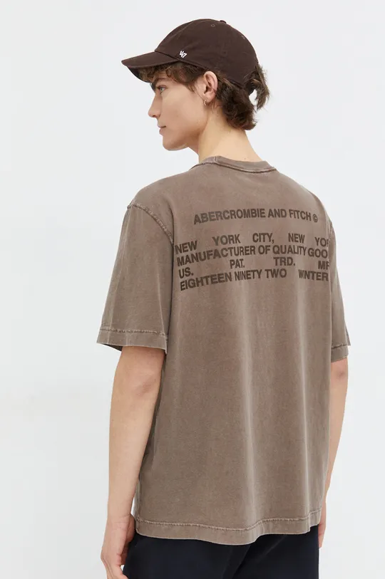 Βαμβακερό μπλουζάκι Abercrombie & Fitch μπεζ