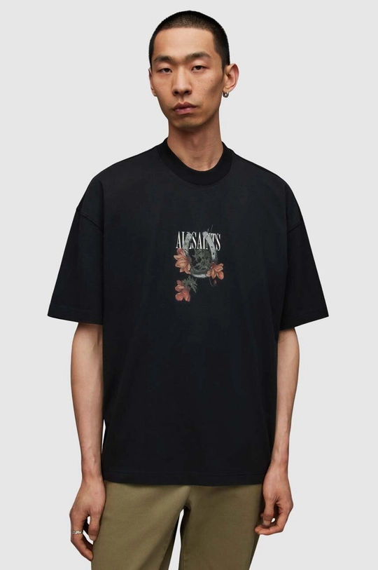 czarny AllSaints t-shirt MG073Z AMULET SS CREW Męski