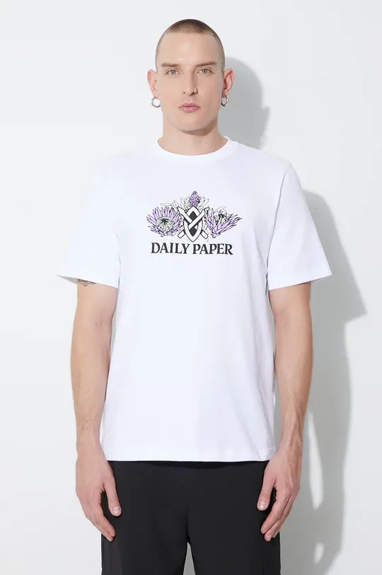 biały Daily Paper t-shirt bawełniany Ratib Męski