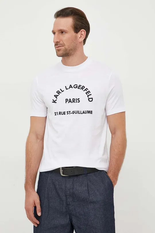 Bavlnené tričko Karl Lagerfeld biela