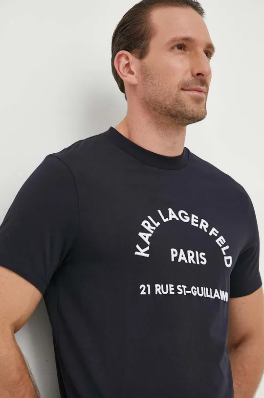 tmavomodrá Bavlnené tričko Karl Lagerfeld Pánsky