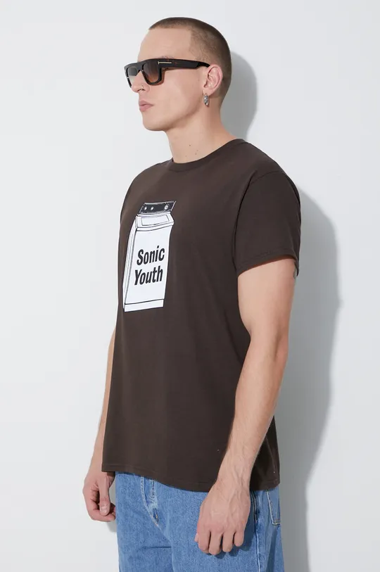 brązowy PLEASURES t-shirt bawełniany Techpack