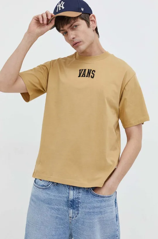 žltá Bavlnené tričko Vans Pánsky