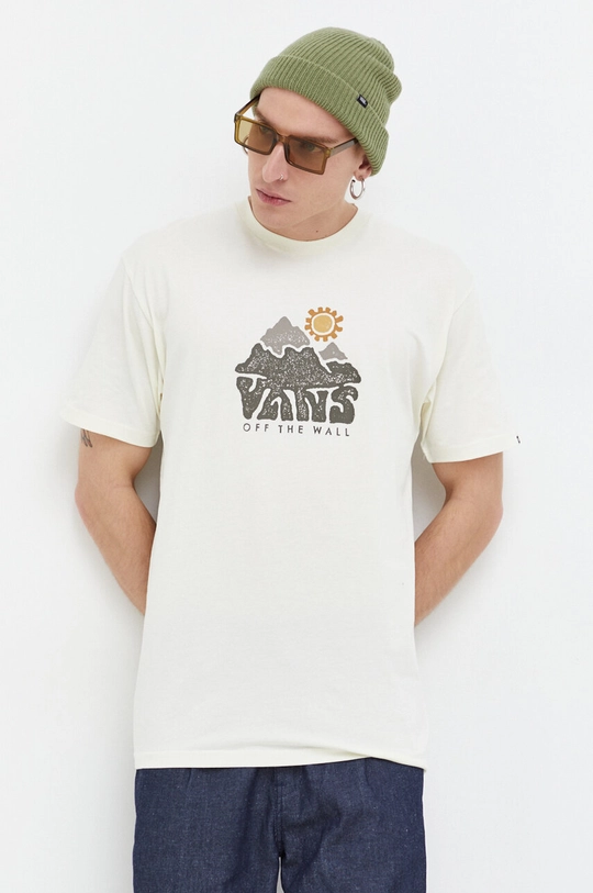 beżowy Vans t-shirt bawełniany Męski