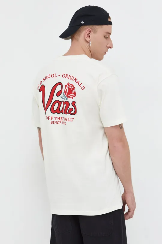 Хлопковая футболка Vans бежевый