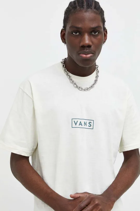 beżowy Vans t-shirt bawełniany Męski