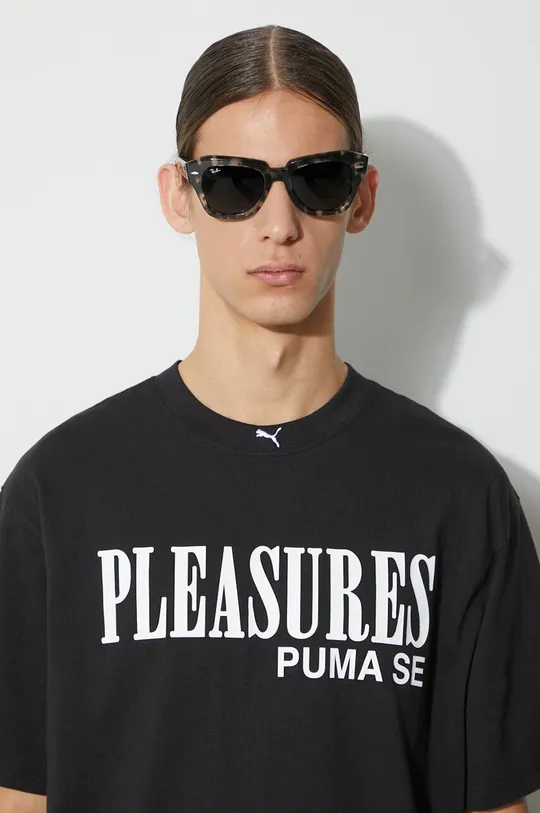 černá Bavlněné tričko Puma PUMA x PLEASURES Typo Tee