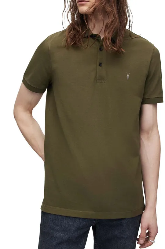 Βαμβακερό μπλουζάκι πόλο AllSaints Reform 2-pack μαύρο