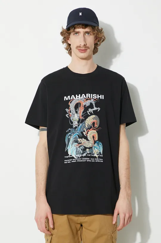 μαύρο Βαμβακερό μπλουζάκι Maharishi Double Dragons Organic T-Shirt Ανδρικά