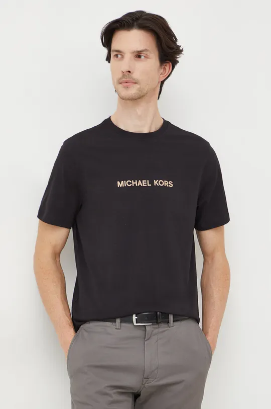 črna Bombažna kratka majica Michael Kors Moški