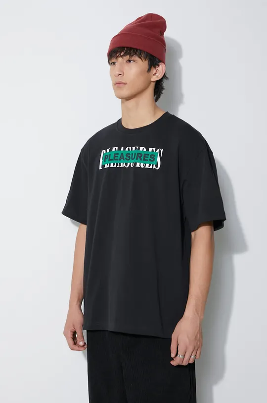 czarny PLEASURES t-shirt bawełniany Doubles Heavyweight Shirt