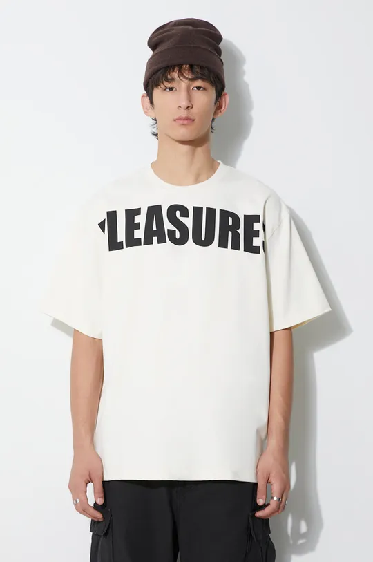 beige PLEASURES t-shirt in cotone Expand Heavyweight Shirt
