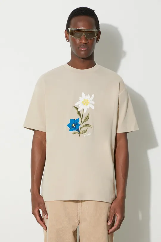 beige Drôle de Monsieur t-shirt in cotone Le T-Shirt Fleurs Brodées Uomo