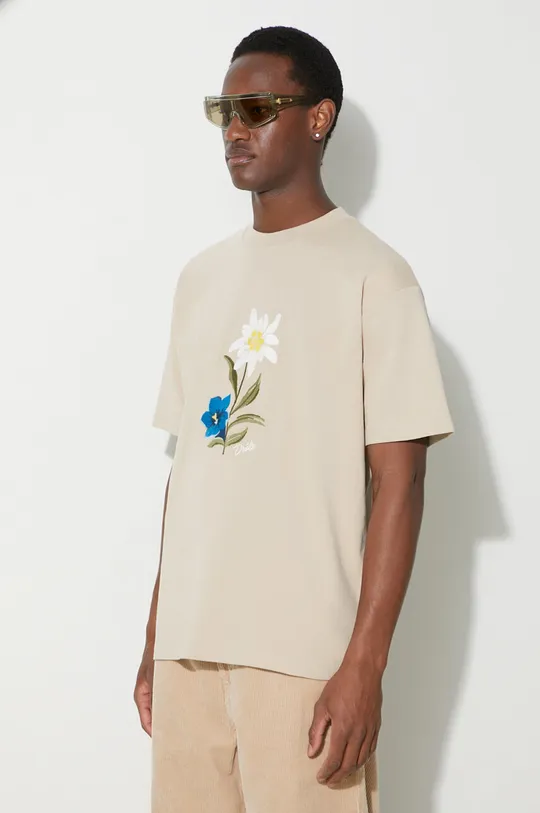 beige Drôle de Monsieur t-shirt in cotone Le T-Shirt Fleurs Brodées