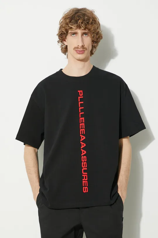 czarny PLEASURES t-shirt bawełniany Drag Heavyweight Shirt Męski