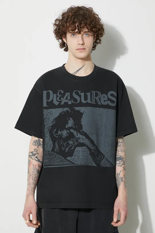black PLEASURES cotton t-shirt Gouge Heavyweight Shirt Men’s