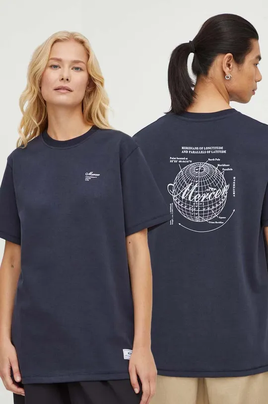 granatowy Mercer Amsterdam t-shirt bawełniany Unisex