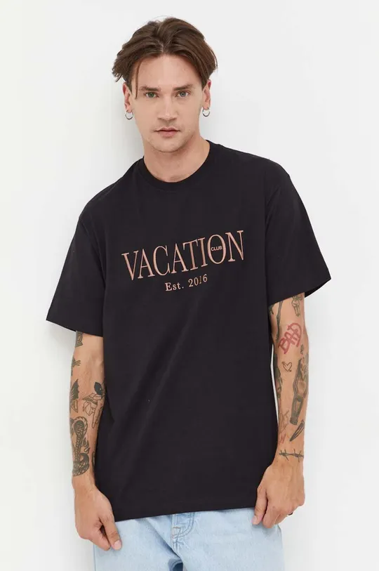 Pamučna majica On Vacation crna