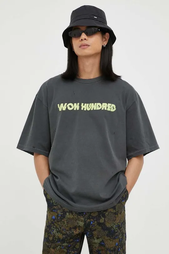 Bombažna kratka majica Won Hundred siva