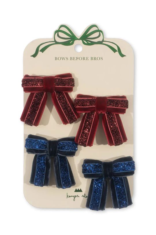 Dječje ukosnice za kosu Konges Sløjd 4 PACK VELVET BOW HAIR CLIPS 4-pack crvena KS101878