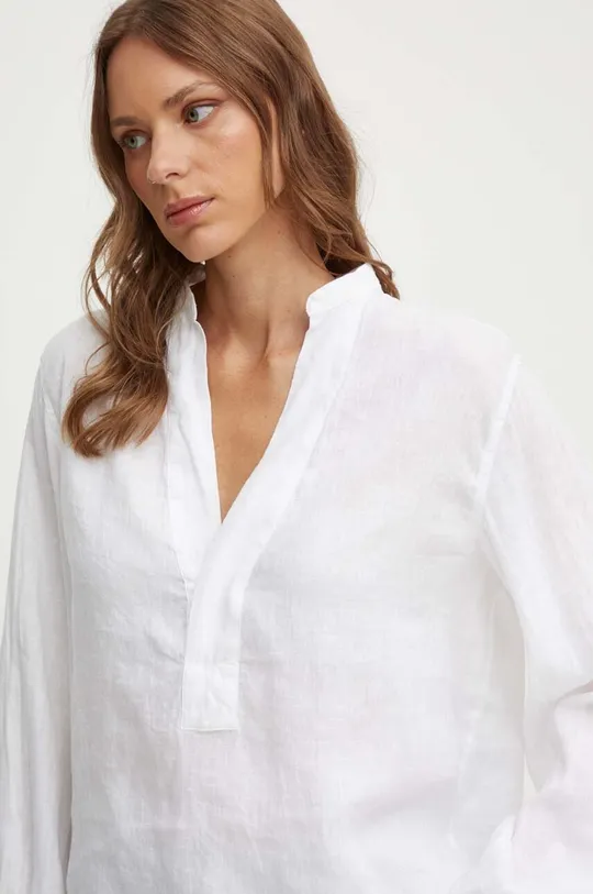 bijela Lanena bluza Polo Ralph Lauren
