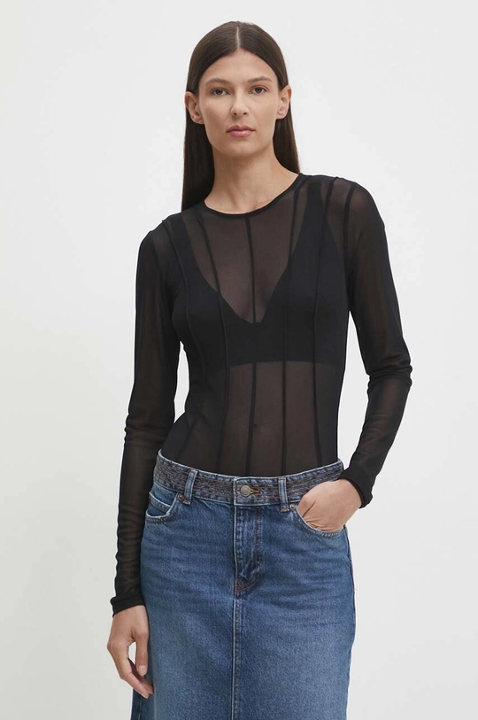 Боди Remain Bodysuit With Cutlines вталена черен 501946100