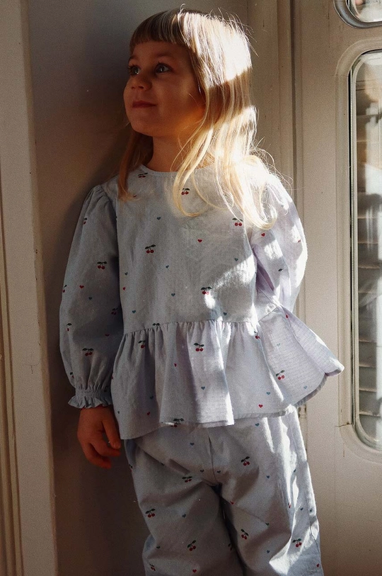 Konges Sløjd felpa in cotone bambino/a EVIA BLOUSE GOTS lunga blu KS101395