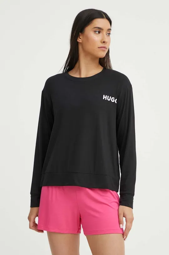 čierna Pyžamové tričko s dlhým rukávom HUGO