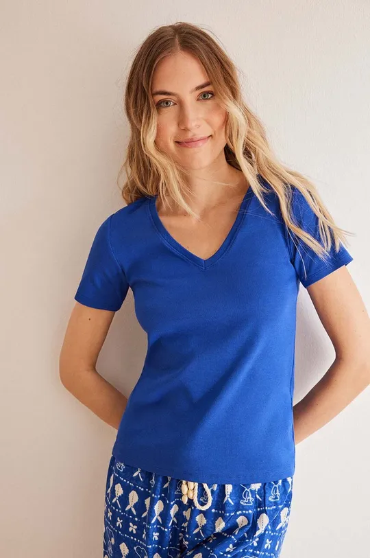 niebieski women'secret t-shirt piżamowy bawełniany MIX AND MATCH SEASIDES Damski