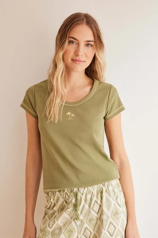 women'secret piżama bawełniana WEEKLY SUMMER zielony