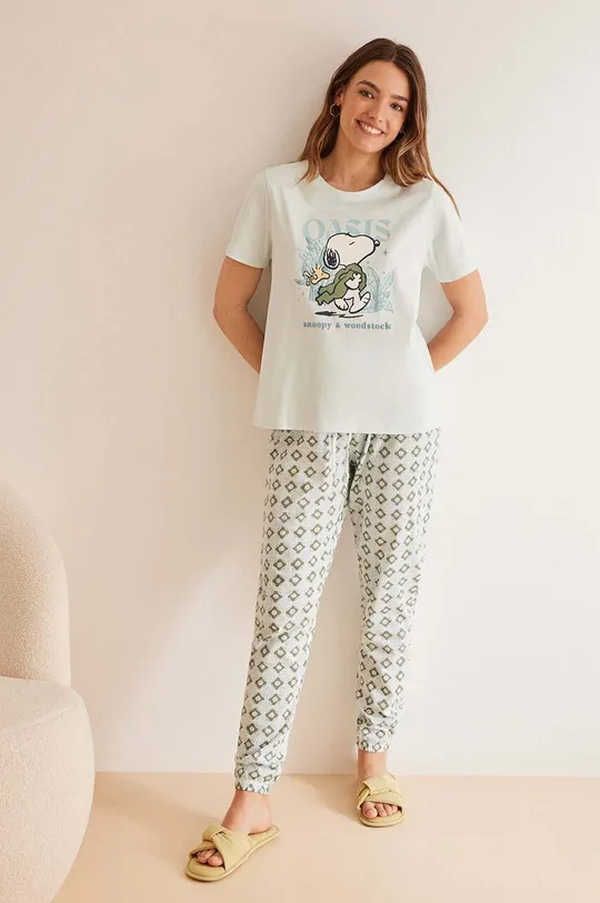 zelená Bavlnené pyžamo women'secret Snoopy Dámsky