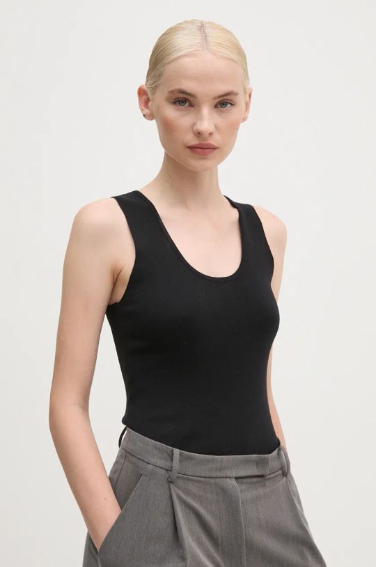 United Colors of Benetton top in cotone slim nero 10943H00B