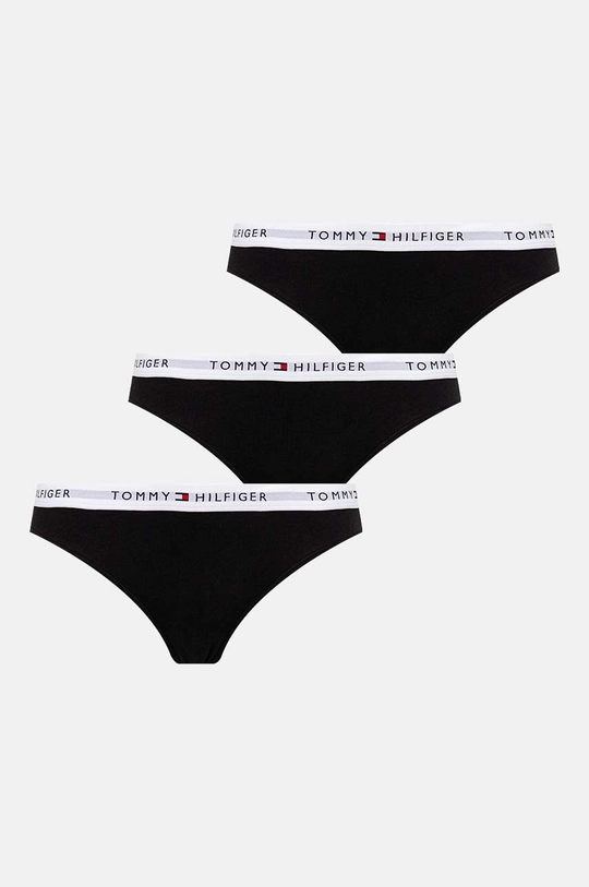 Στρινγκ Tommy Hilfiger 3-pack πλεκτό ύφασμα μαύρο UW0UW05530