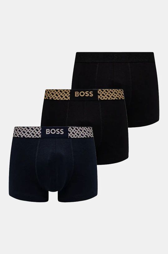 Boxerky BOSS 3-pak pletenina čierna 50524525