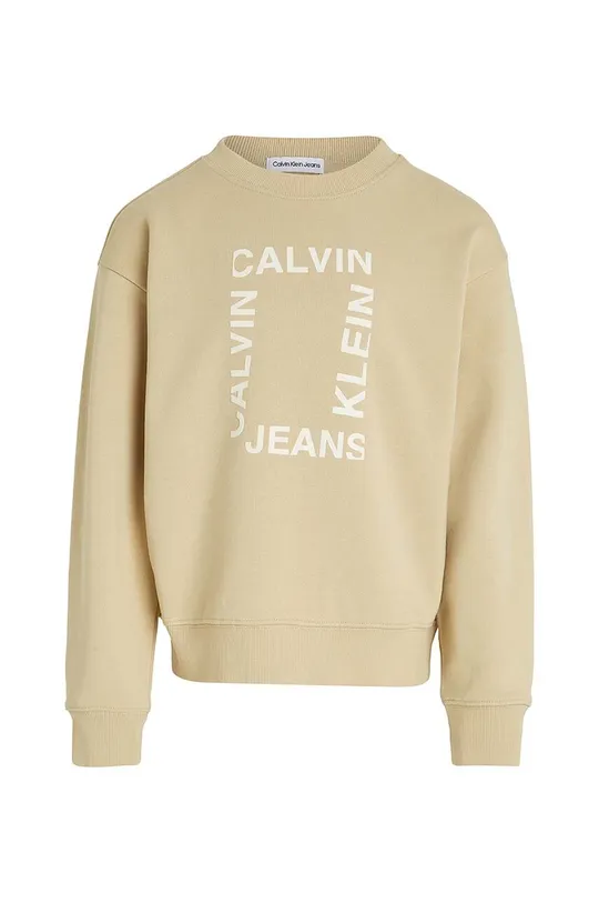 Παιδική βαμβακερή μπλούζα Calvin Klein Jeans μπεζ