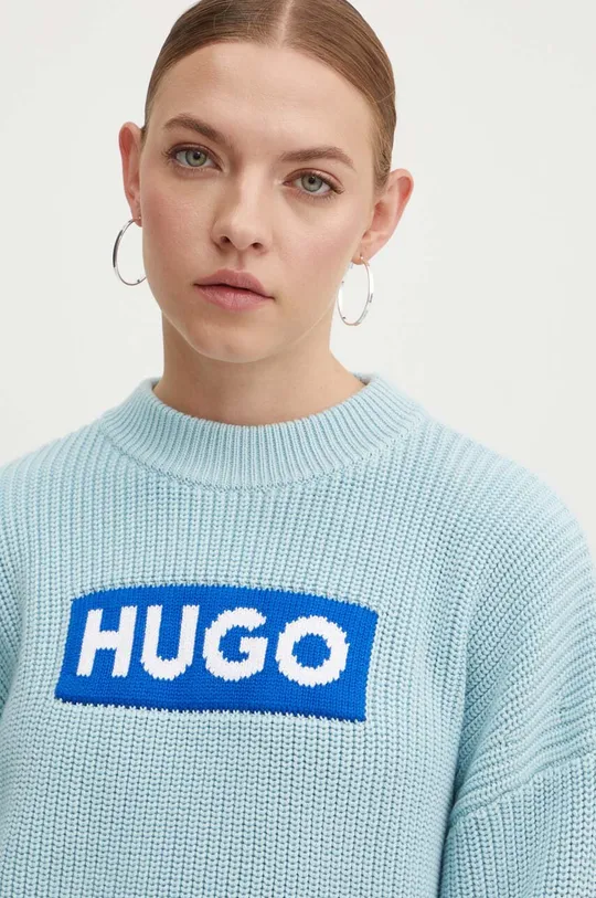 modrá Bavlnený sveter Hugo Blue