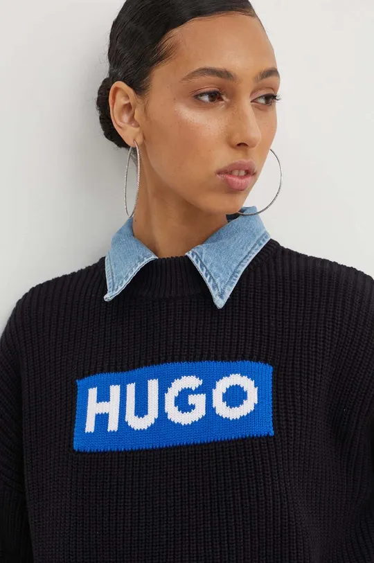 fekete Hugo Blue pamut pulóver