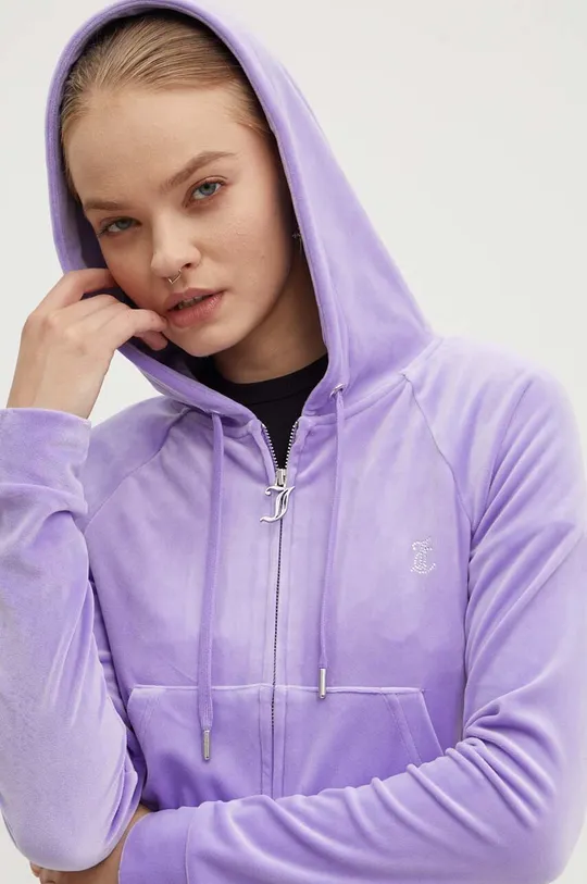 violetto Juicy Couture felpa in velluto MADISON HOODIE