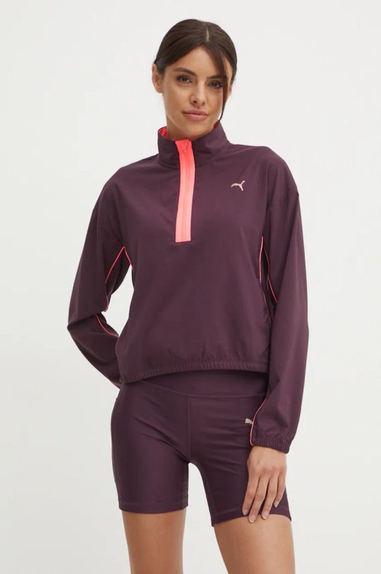 Толстовка для бега Puma For Her без капюшона фиолетовой 525743