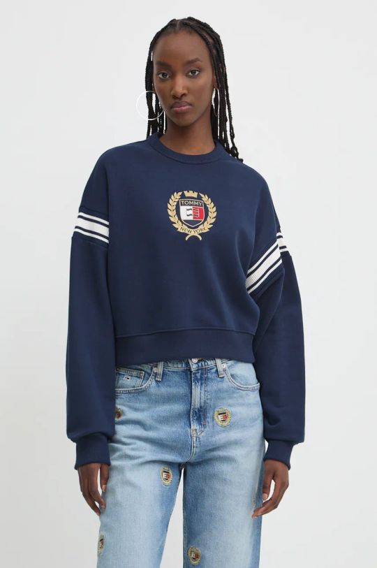 Tommy Jeans bluza bawełniana aplikacja granatowy DW0DW18772