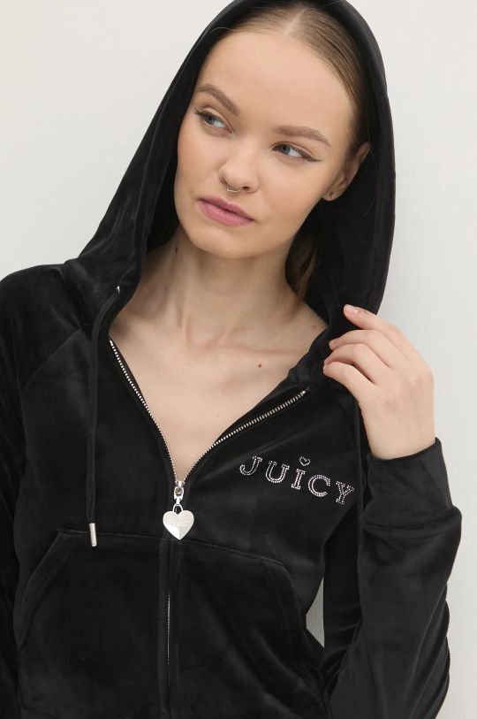 Juicy Couture bluza welurowa REGAL MADISON HOODIE czarny JCBAS224828.101