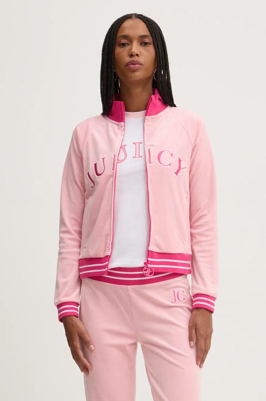 Juicy Couture bluză din velur TANYA TRACKTOP roz JCSCT224417.121