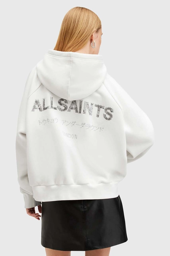 Bombažen pulover AllSaints TALON UNDRGRND HOODY W051JB bela AW24