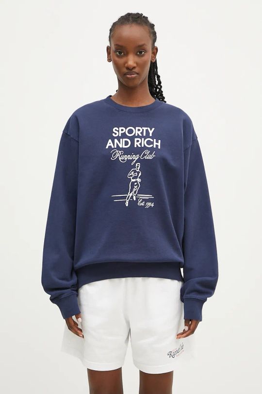 Sporty & Rich bluza bawełniana Running Man nadruk granatowy WS067S409RN