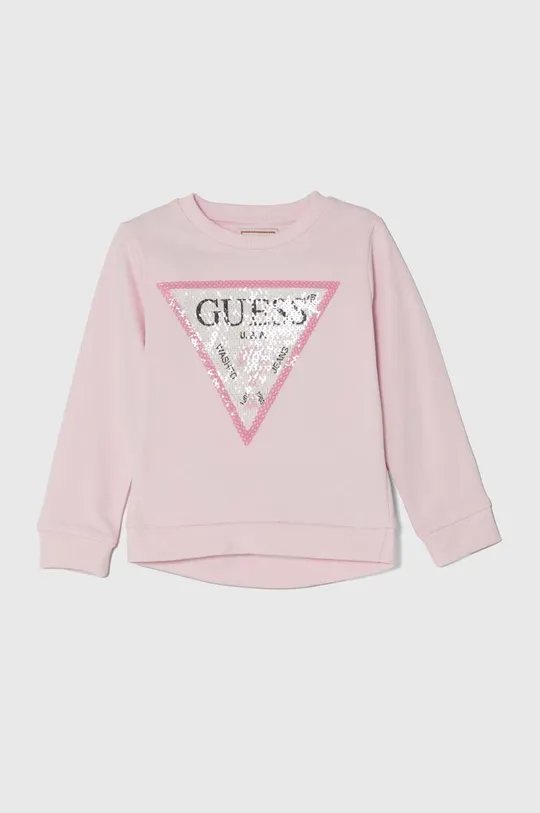 rózsaszín Guess gyerek melegítőfelső pamutból Lány