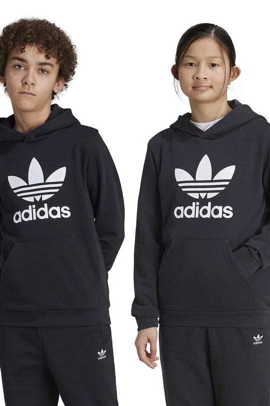 Detská mikina adidas Originals TREFOIL HOODIE s kapucňou čierna IY7446