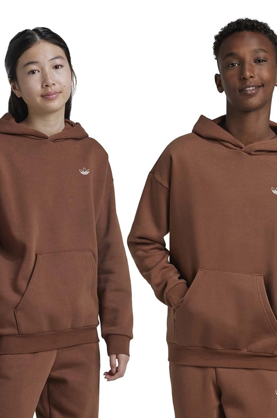 Dětská mikina adidas Originals HOODIE s kapucí hnědá IY9553